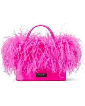 Kate Spade Small Sam Icon Feather Embellished Crossbody Bag - Pink
