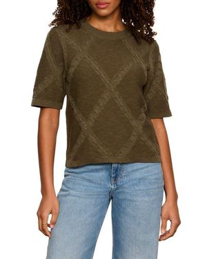 Sanctuary Diamond Stitch Cotton Sweater - Green