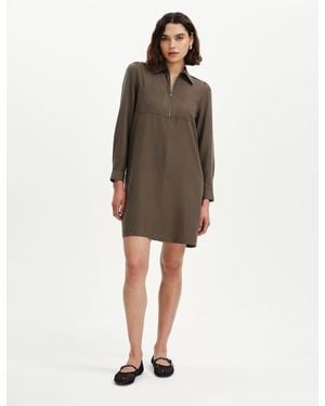 Finery London Enriko Zip Front Short Dress - Brown