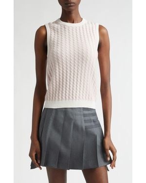 Thom Browne Baby Cable Stitch Cashmere Sweater Shell - Natural