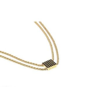 ZARUX Delicate Square Necklace - Black