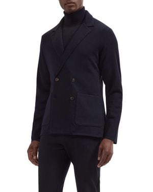 Bugatchi Double Breasted Merino Wool Sweater Blazer - Blue
