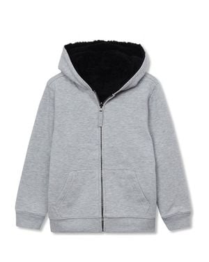 Lands' End Kids High Pile Lined Zip Hoodie - Gray