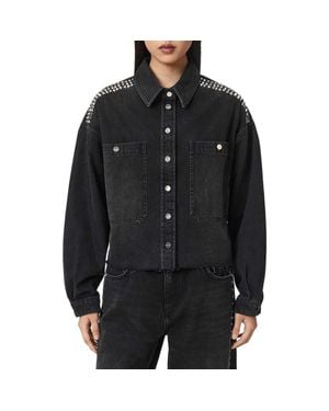 AllSaints Nicky Stud Denim Jacket - Black