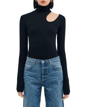 Two Lines by Marcella Sutter Cutout Long Sleeve Shirt - Blue