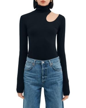Two Lines by Marcella Sutter Cutout Long Sleeve Shirt - Blue