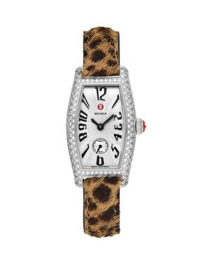 Michele Special Edition Diamond Coquette Genuine Calf Hair Strap Watch, 23Mm X 34Mm - Multicolor