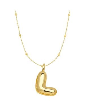 Emma Rae 14K Plated Bubble Initial Pendant Necklace - Metallic