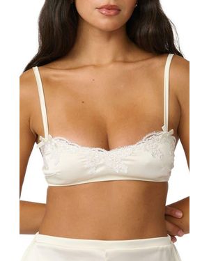 KAT THE LABEL Jean Embroidered Bralette - Brown