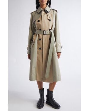 【関税&送料込】Sacai Double-Breasted Trench Coat In Gabardi Sacai Trench coats for Women | Online Sale up to 70% off | Lyst