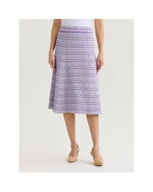 Misook Flared Plaid Tweed Knit Midi Skirt - Purple