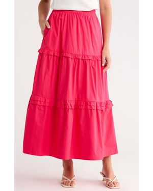 Sugarlips Isabel Ruffle Maxi Skirt - Red