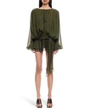 Lioness Elements Long Sleeve Chiffon Minidress - Green