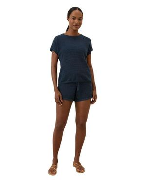 Pact Beachside Linen Short Sleeve Top Made With Organic Cotton - Blue