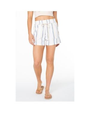 Roxy West Coast Stripe Cotton Blend Drawstring Shorts - White