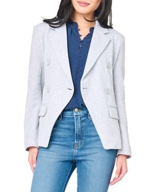 Gibsonlook Double Breasted Cotton Blend Blazer - Blue
