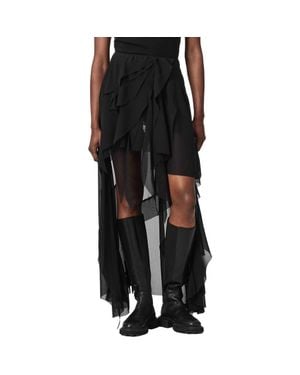 AllSaints Melody Layered Ruffle Midi Skirt - Black