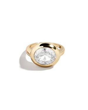 BaubleBar Birthstone Oval Cubic Zirconia Ring - Metallic