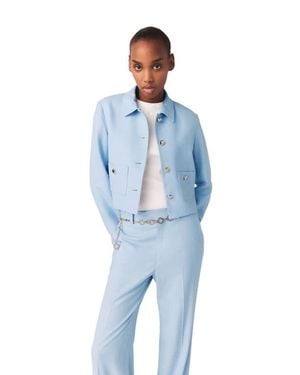 Maje Short Single-Breasted Jacket - Blue