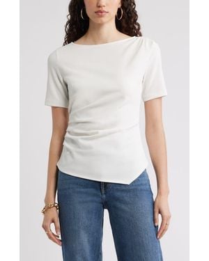 Nordstrom Asymmetric Gathered Tee - White