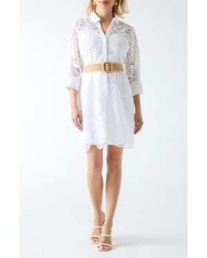 Marciano Grace Long Sleeve Lace Shirtdress - White