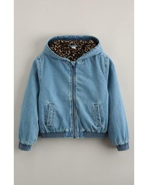 Treasure & Bond Kids' Fleece Lined Hooded Denim Jacket - Blue