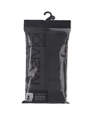 Memoi Assorted 3-Pack Cool Stretch Cotton Boxer Briefs - Black