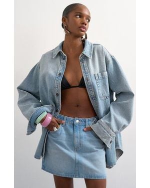 TOPSHOP Plemet Cotton Denim Miniskirt - Blue
