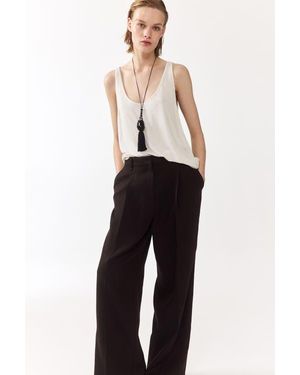 H&M Tailored Linen-Blend Pants - Black