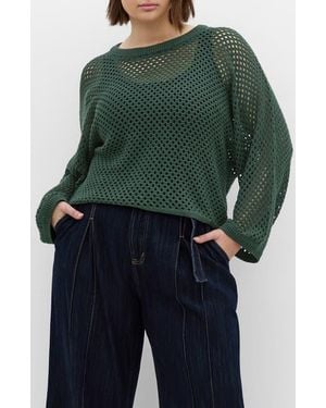 City Chic Open Stitch Sweater - Green