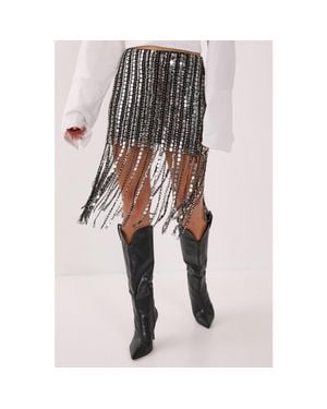 Nasty Gal Beaded Tassel Mini Skirt - Black