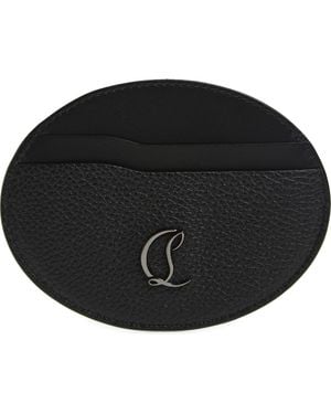 Christian Louboutin Mooncrest Galet Leather Oval Card Case - Black