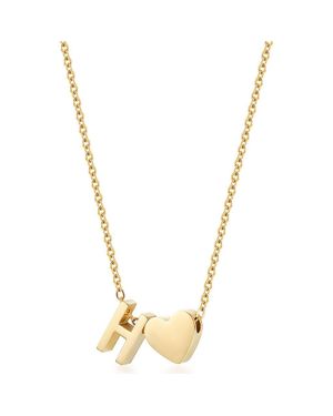 Jane Basch Initial Heart Pendant Necklace - Metallic