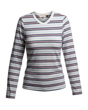 Faves Long Sleeve Ribbed V-Neck Tee - Blue