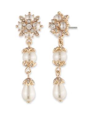 Marchesa Imitation Pearl Linear Drop Earrings - Metallic