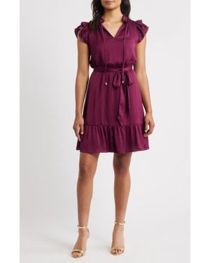 Anne Klein Flutter Sleeve Dress - Red