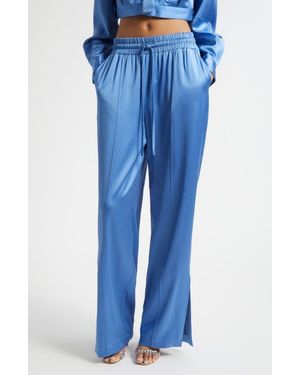 Cinq À Sept Damoni Wide Leg Satin Pants - Blue