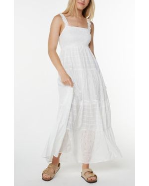 Roxy Lily Bloom Eyelet Ruffle Maxi Dress - White