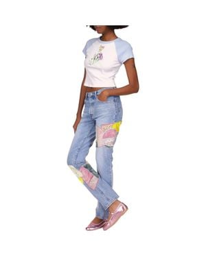 Anna Sui Micro Ribbed Raglan Baby Tee - Blue