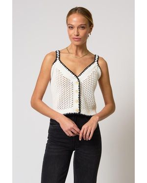 Central Park West Noa Crochet Button Tank - White