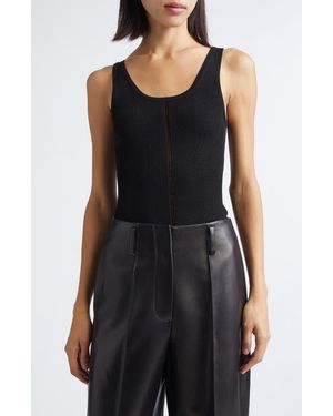 GRACE LING Logo Tag Rib Column Tank - Black