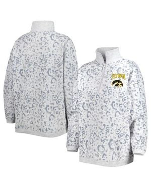 Gameday Couture Iowa Hawkeyes Leopard Quarter-Zip Sweatshirt - Gray