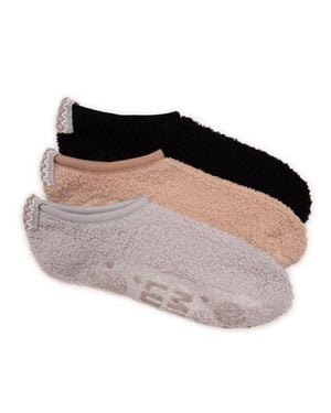 Muk Luks Ballerina Cozy Socks With Grippers, 3 Pair Pack - Gray