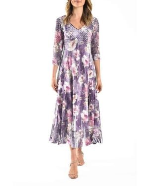 Komarov Dramatic Floral Dress With Lace Sleeves - Red
