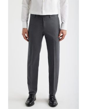 Berle Flat Front Tropical Weight Wool Dress Pants - Gray
