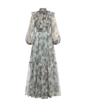 Maison Common Printed Organza Gown - Gray