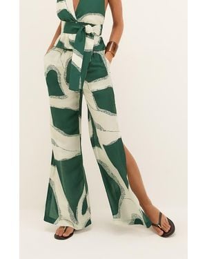 ViX Enigma Lea Slit Hem Cover-Up Pants - Green
