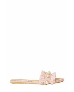 BTB Los Angeles Fringe Slide Sandals - Natural