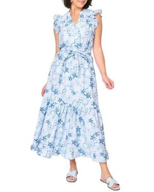 Gibsonlook Floral Tie Waist Maxi Dress - Blue