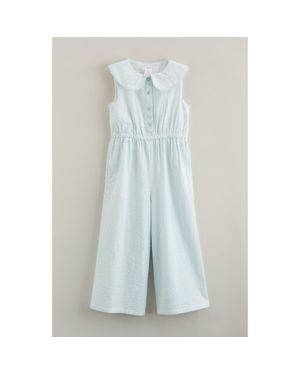 Nordstrom Kids' Peter Pan Collar Cotton Seersucker Jumpsuit - Blue
